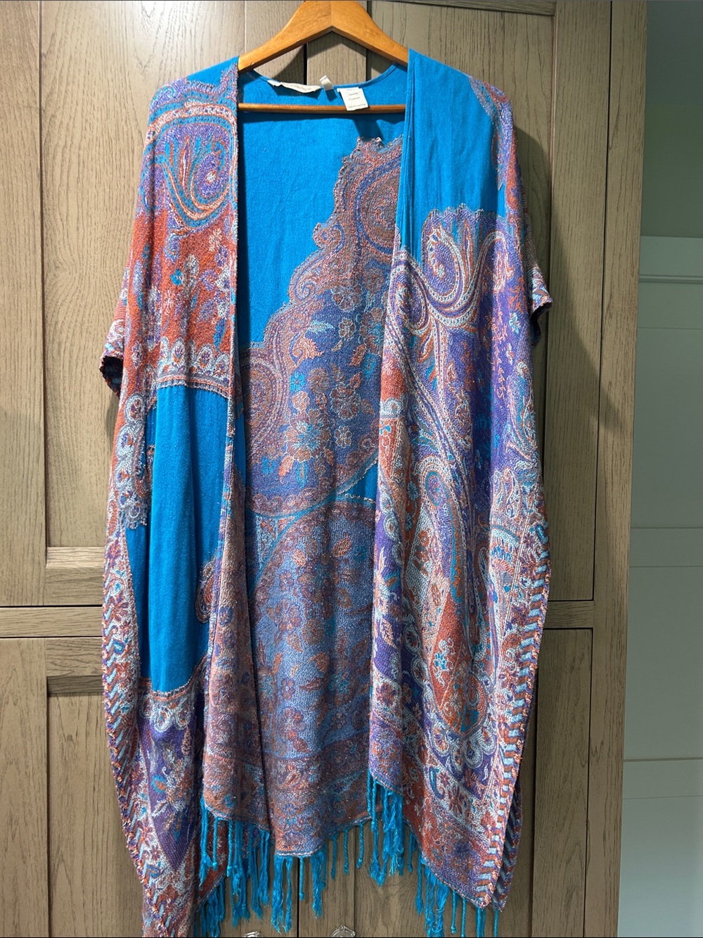 Soft Surroundings Teal Kimono with Paisley Accent